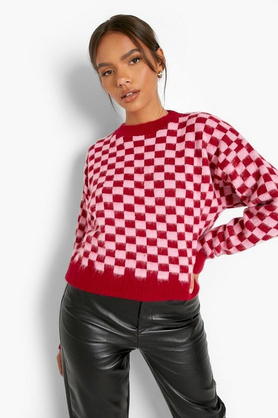 Fluffy Knit Flannel Sweater | Boohoo.com (US & CA)