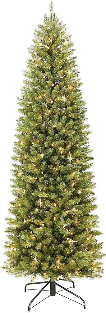 Amazon.com: Puleo International 7.5 Foot Pre-Lit Fraser Fir Pencil Artificial Christmas Tree with... | Amazon (US)