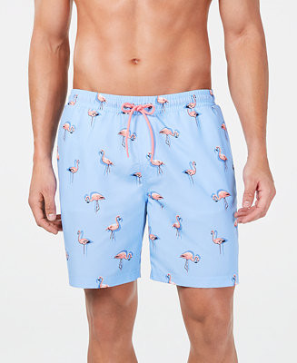Men's Quick-Dry Performance Flamingo-Print 7" Swim Trunks, Created for Macy's | Macy's