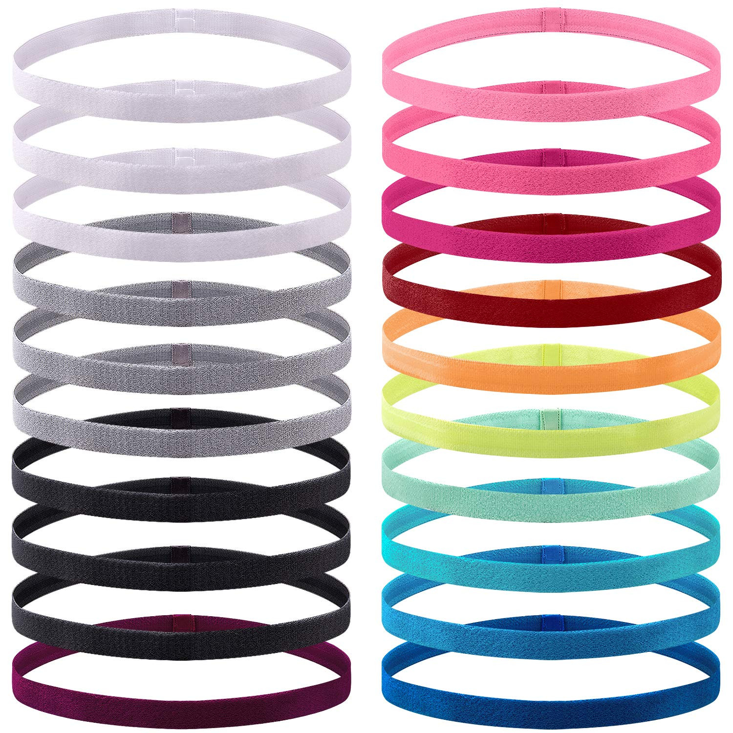 Amazon.com: Duufin 20 Pieces Non-Slip Elastic Headbands Workout Headband Colorful Sweatband Fashi... | Amazon (US)