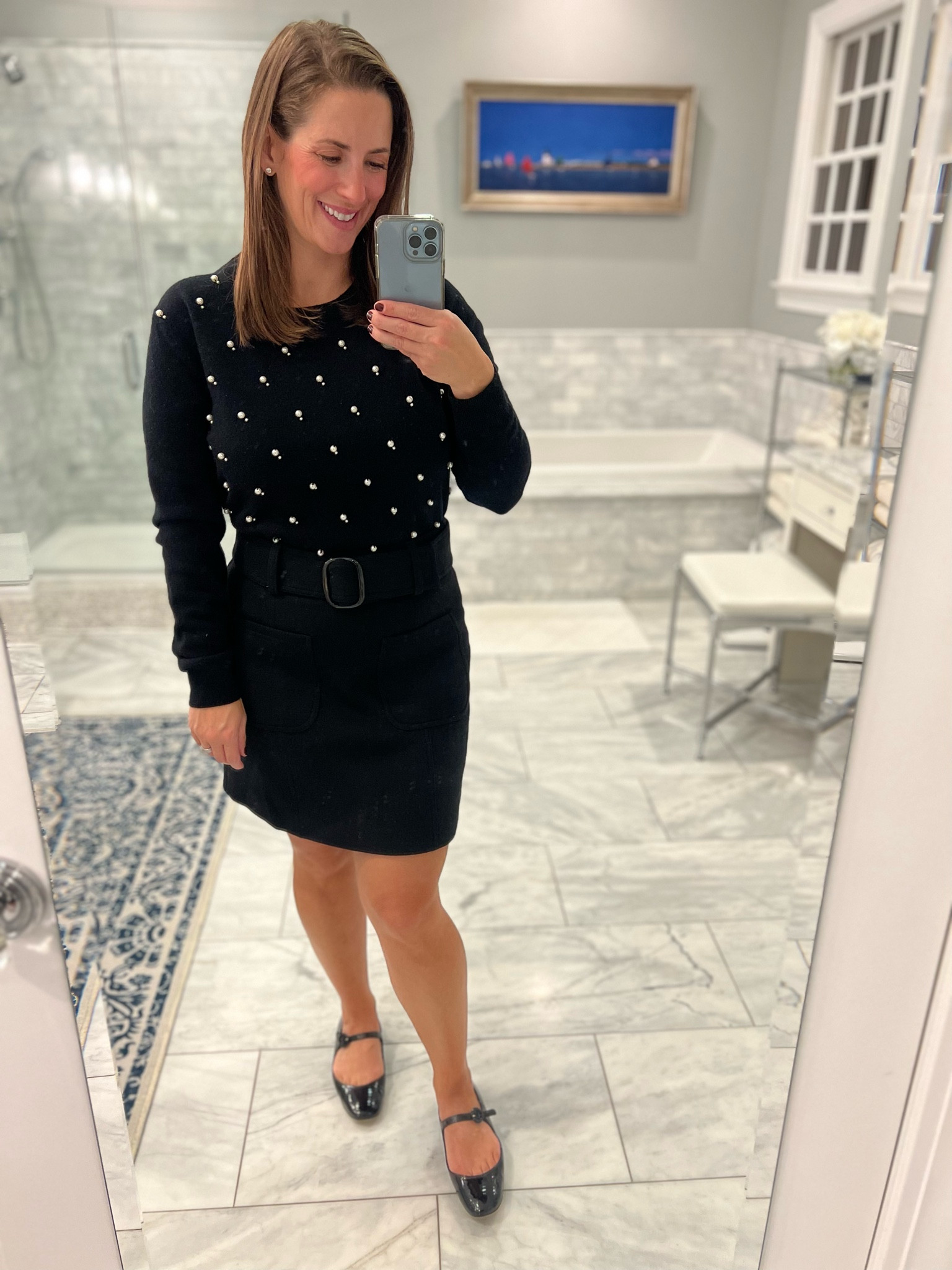 OOTD Tuesday Night- skirt is Sézane! Sweater is old Lela Rose, but a favorite every year. 