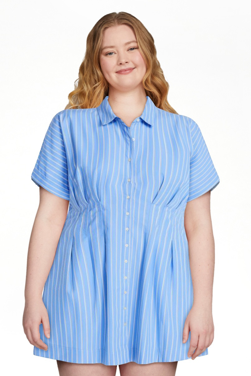 Free Assembly Women's Cotton Corset Mini Shirtdress with Short Sleeves, Sizes XS-XXL | Walmart (US)
