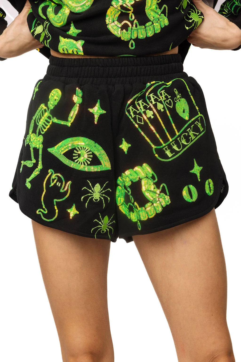 Black & Green Halloween Queen Icon Short | Queen of Sparkles