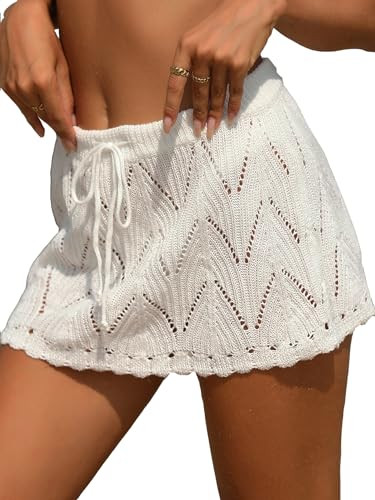 Milumia Women Crochet Beach Mini Skirt Swim Bikini Cover Up Skirt Knit Swimsuit Bathing Suit Cove... | Amazon (US)
