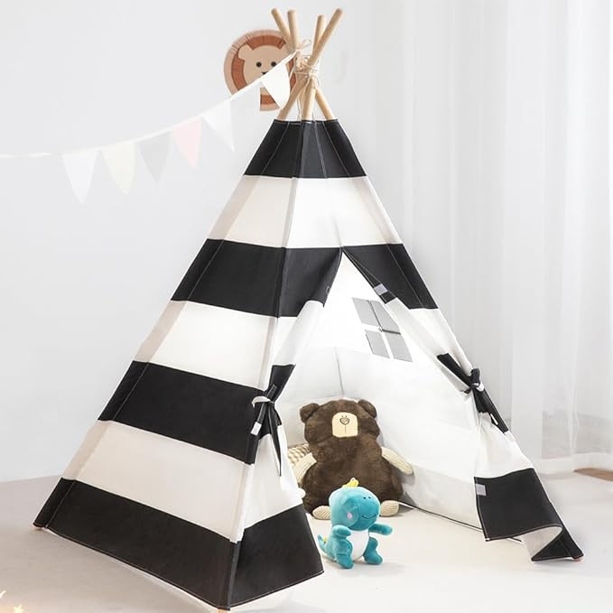 Teepee Tent for Kids, xiaowantong Kids Teepee Tent with Lights, Carry Bag, Natural Cotton Canvas ... | Amazon (US)