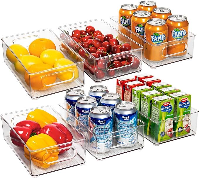 Ecowaare Plastic Refrigerator Organizer Bins, 6 Pack Clear Stackable Food Storage Bins for Pantry... | Amazon (US)