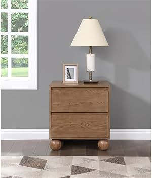 Meridian Furniture Kent Collection Art Deco Night Stand with Solid Wood, Rich Finish, Ball Legs, ... | Amazon (US)