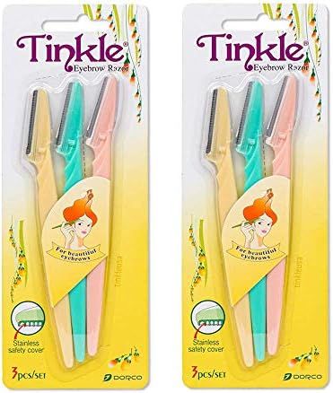 Tinkle Dorco Eyebrow Razor, Hair Trimmer Shaver and Tough Up Tool, Facial Razor with Safety Cover... | Amazon (US)