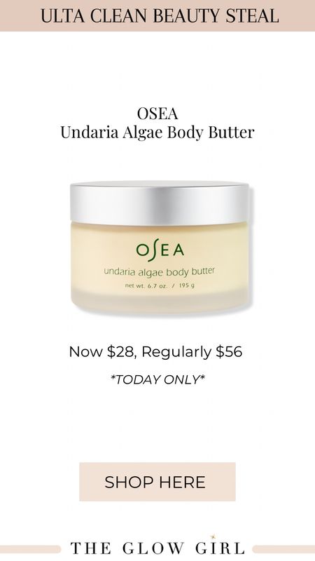 #Ulta #cleanbeauty steal of the day! Check out the savings on this Osea Body Butter that is Glow Girl Certified. 

#ultasale #labordayweekend

#LTKSale #LTKFind #LTKbeauty