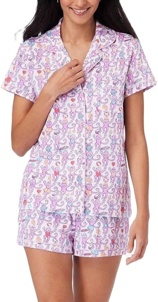 Womens Cute Monkey Pajama Set Preppy Pjs Shorts Y2k Floral 2 Piece Matching Pj Set Short Sleeve P... | Amazon (US)