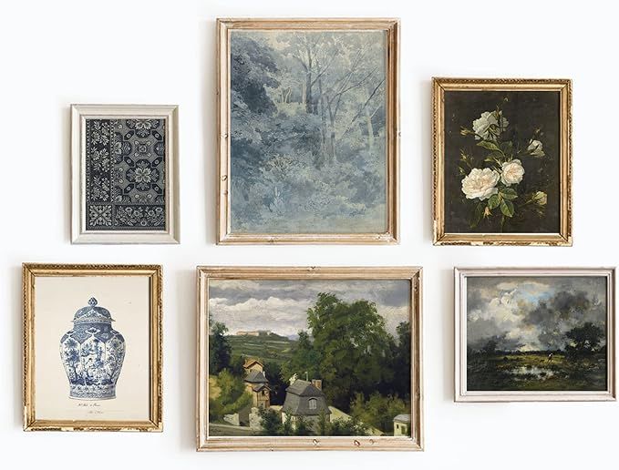 Set 6 Vintage Flower Wall Art - Landscape Posters And Prints, Vintage Farmhouse Decor, French Bot... | Amazon (US)