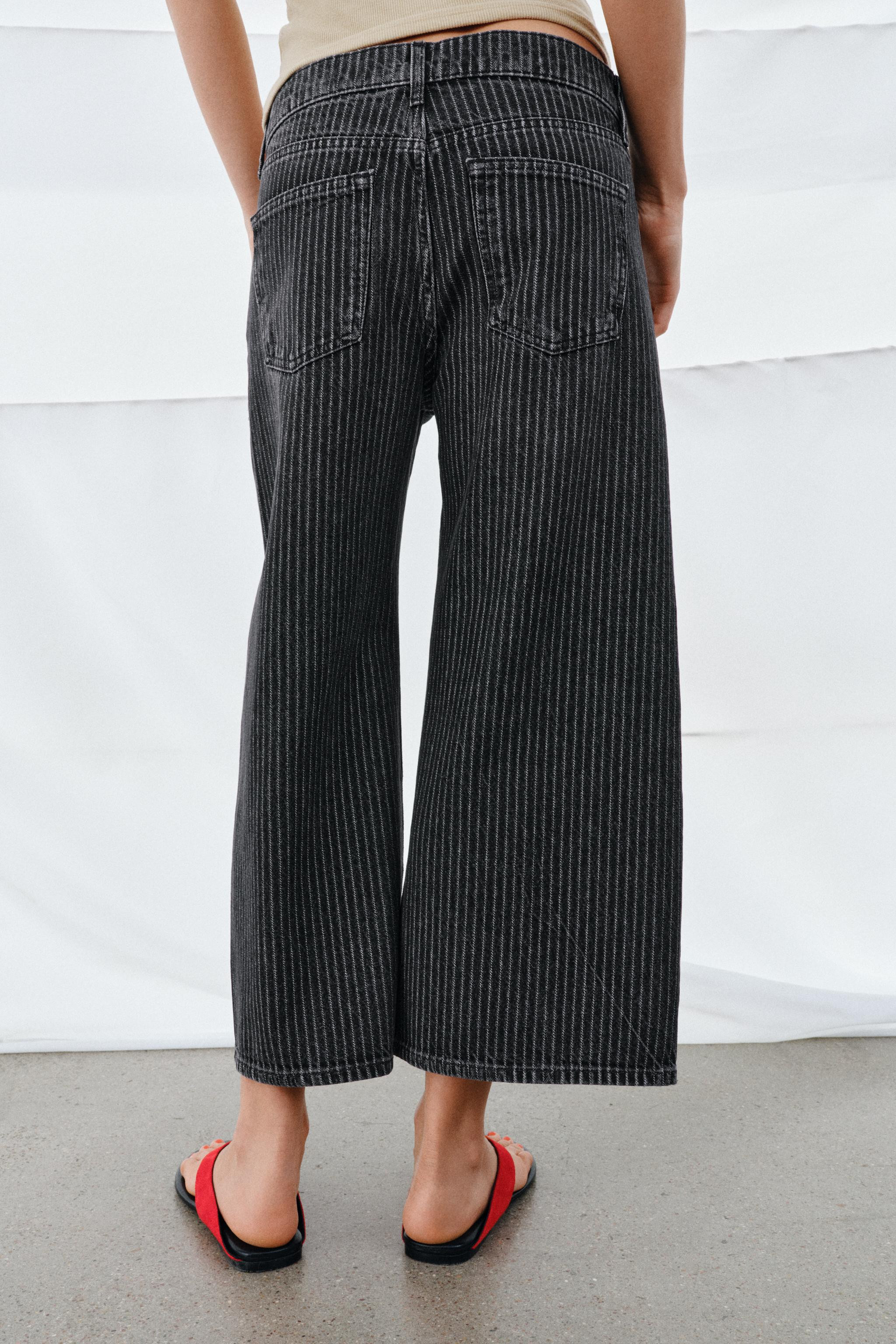 ZW COLLECTION MID-RISE STRIPED CULOTTE JEANS | Zara US