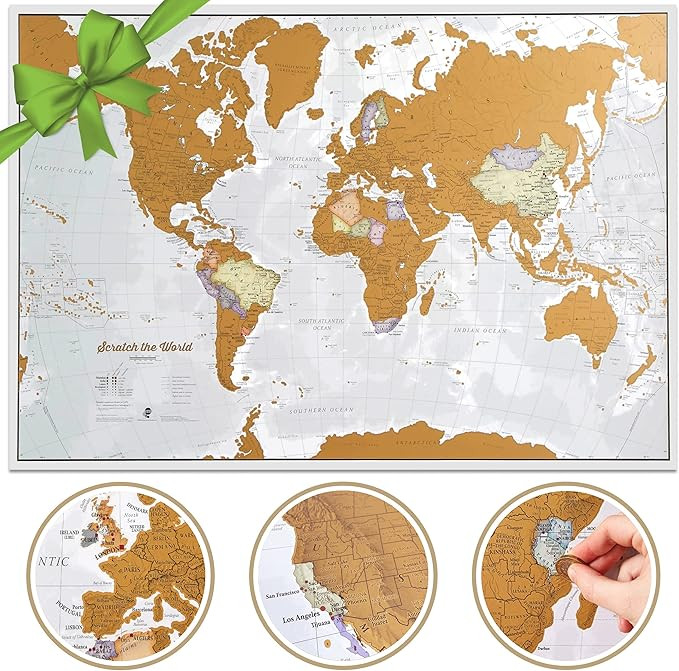 Scratch The World ® Travel Map - Frameable Scratch Off World Map Poster - X-Large 23 x 33 - Maps... | Amazon (US)