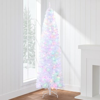 Best Choice Products Pre-Lit White Pencil Christmas Tree w/ Foldable Base, 2-in-1 Multicolor Ligh... | Michaels Stores