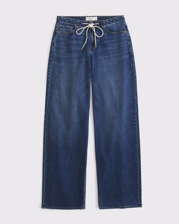Linen-Blend Low Rise Ultra Loose Drawstring Jean | Abercrombie & Fitch (US)