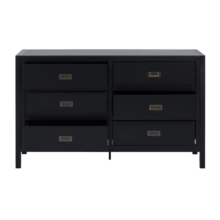 Shubert 6 Drawer 57'' W Solid Wood Double Dresser | Wayfair North America