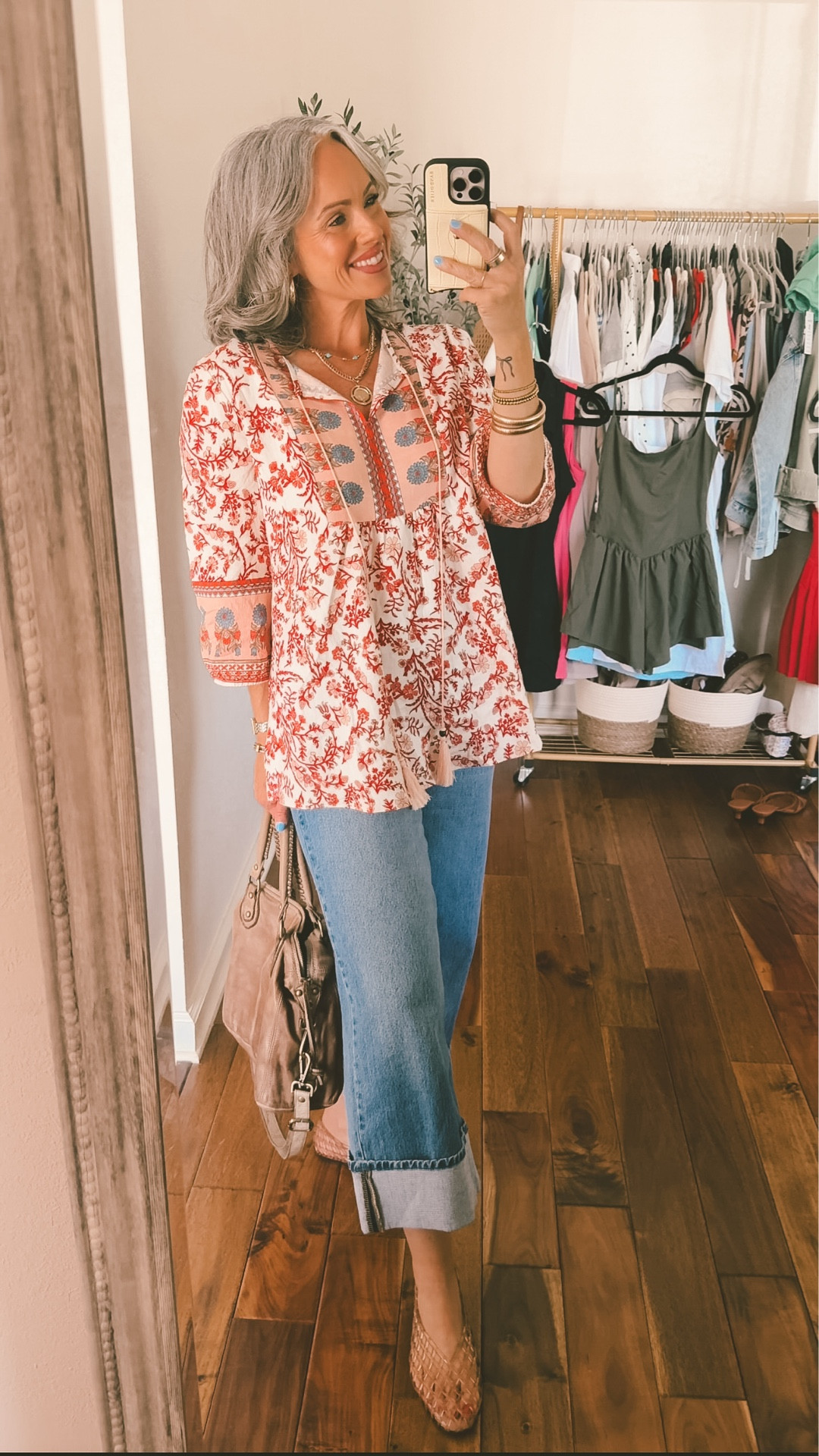 Top, sized up to medium for a more oversized fir but could also have done small.
Pants, true size 4, they do stretch out a bit as you wear them. 
Shoes are adorable and are a dupe for a more expensive brand, I got my true size 8. #boho #boholooks #springoutfit #jellies #shoes #springshoes #summershoes 

#LTKOver40 #LTKootd #LTKSeasonal