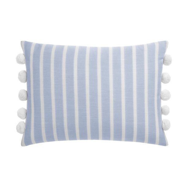 Gap Home Yarn Dyed Chambray Stripe Decorative Oblong Throw Pillow with Pom Trim Yellow 20" x 14" ... | Walmart (US)