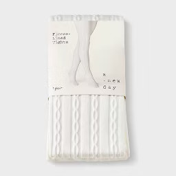 Women's Cable Fleece Lined Tights - A New Day\u2122 Ivory S/M | Target