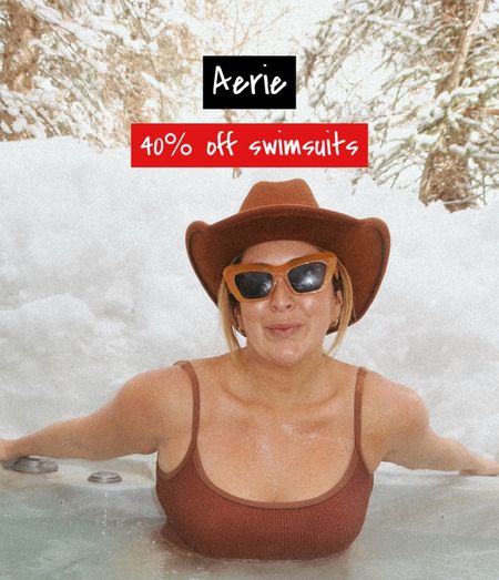 40% off aerie swimsuits 
wearing a size large in the crinkle #aerie #curvyswim 

#LTKswim #LTKsalealert #LTKtravel