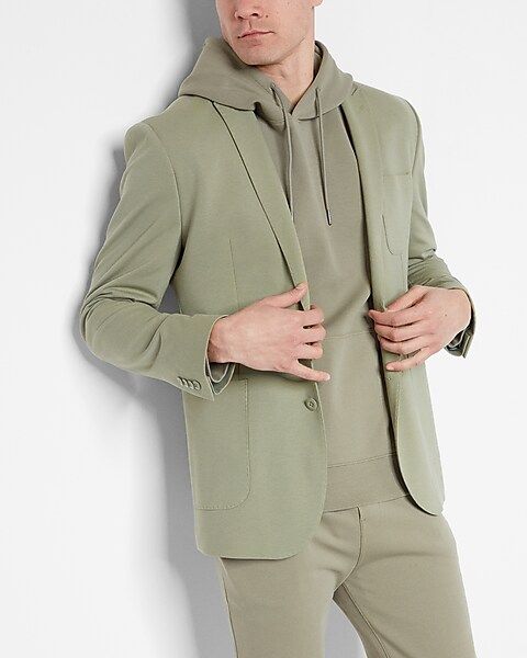 Slim Solid Green Knit Suit Jacket | Express