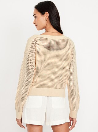 Boat-Neck Open-Stitch Sweater | Old Navy (US)