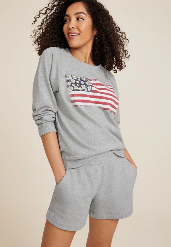 Floral American Flag Sweatshirt | Maurices