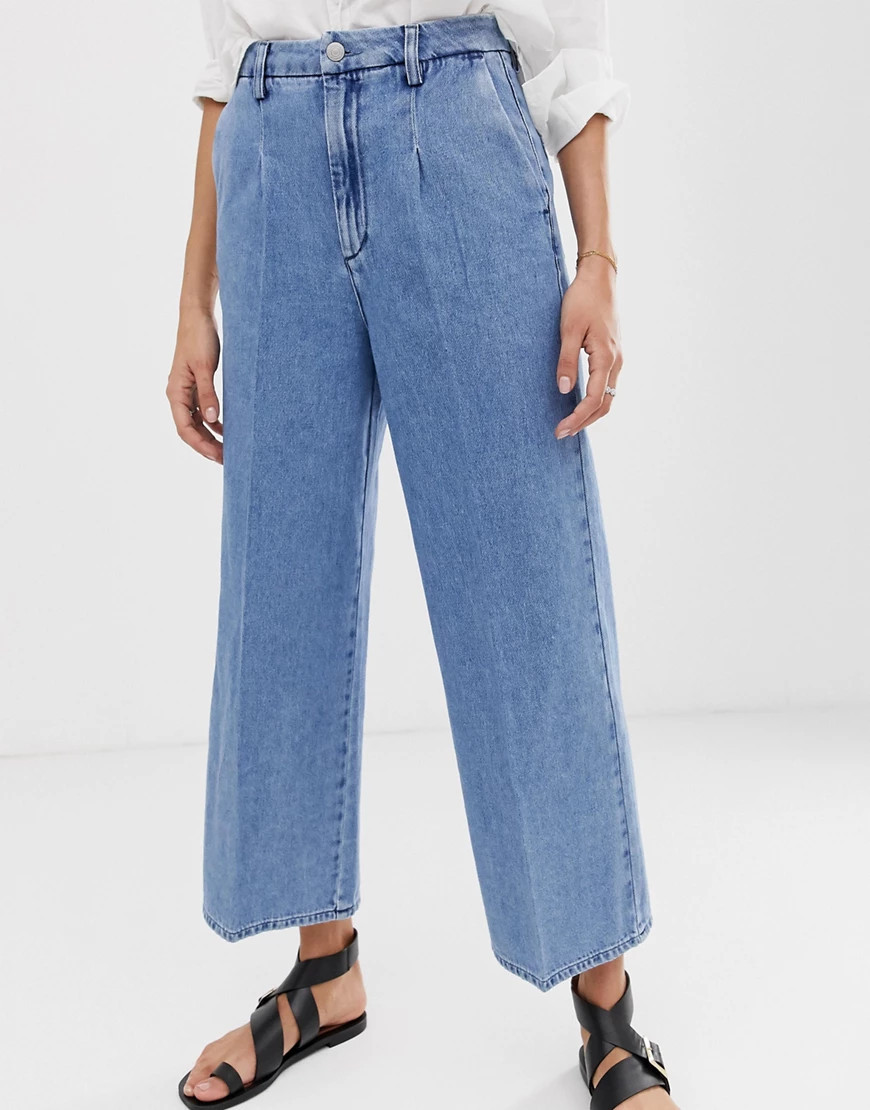 Selected Femme wide leg cropped jeans-Blue | ASOS (Global)