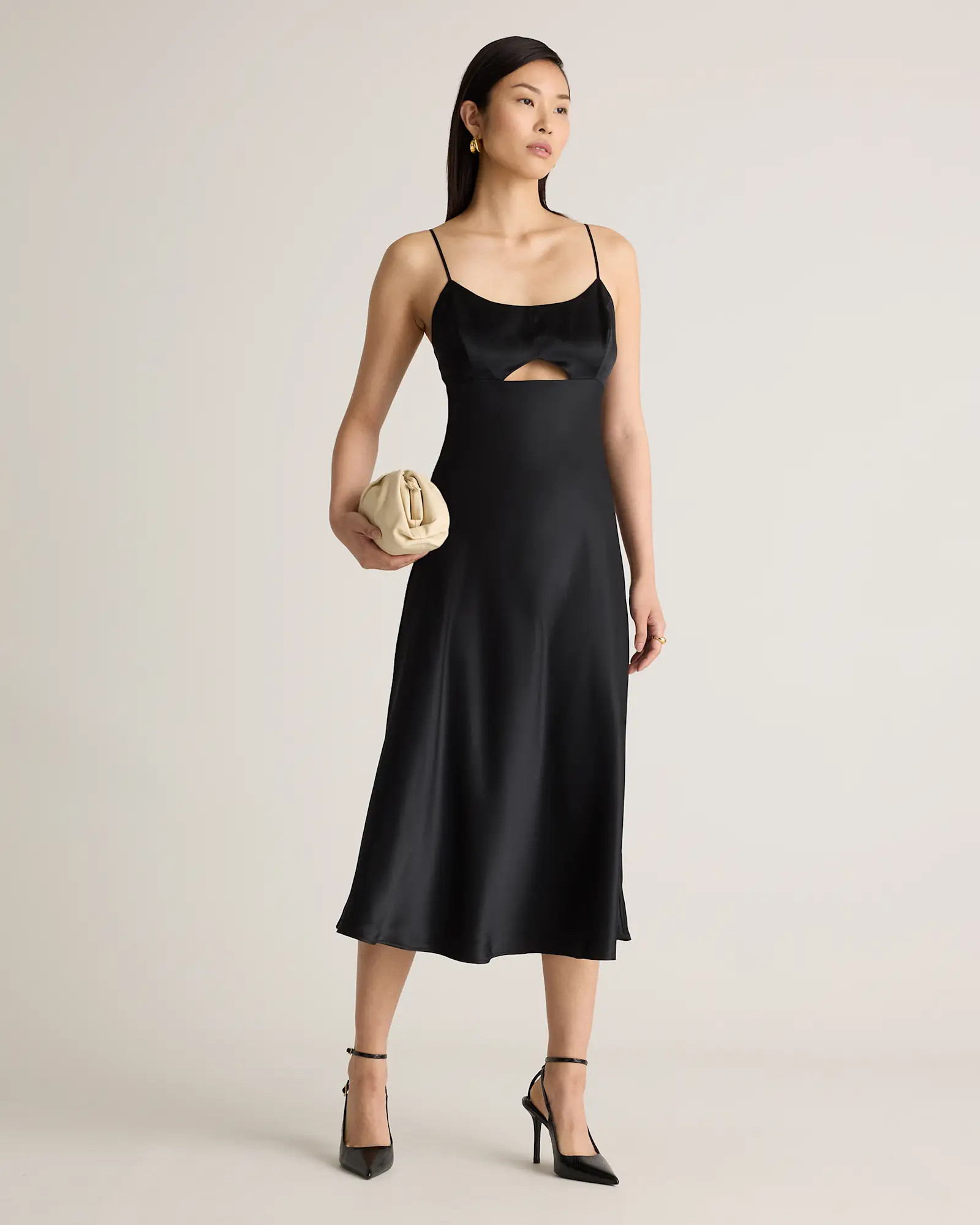 100% Washable Silk Cutout Midi Slip Dress | Quince