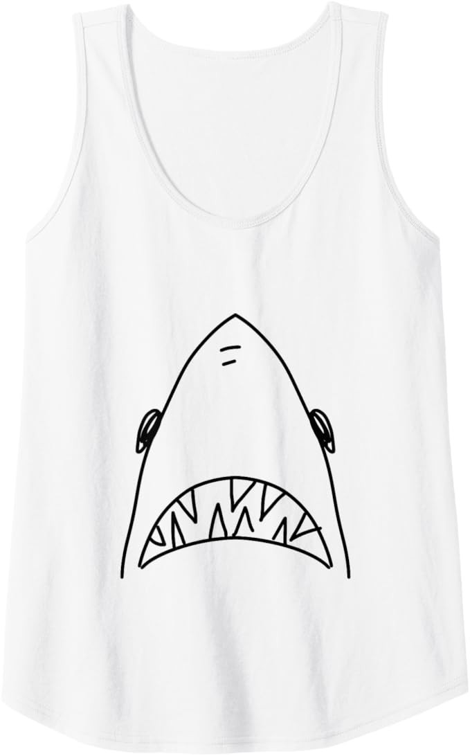 Shark Head Bite Funny Scary Print Drawing Fishing Lover Gift Tank Top | Amazon (US)