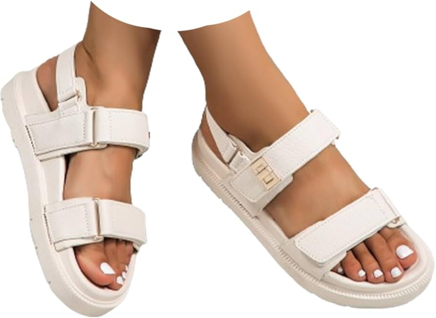 Women's Platform Sandals,Double Straps Adjustable Sandals,Comfortable Open Toe Summer Sandals Fas... | Amazon (US)