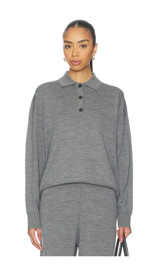 ANINE BING Lee Polo Sweater in in Grey. - size S | Revolve Clothing (Global)