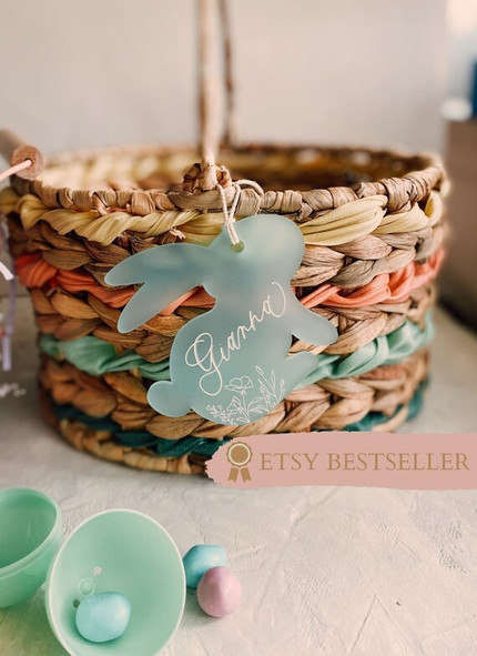 Click for more info about Acrylic Easter Basket Name Tag Lasercut Easter Basket Tag | Etsy