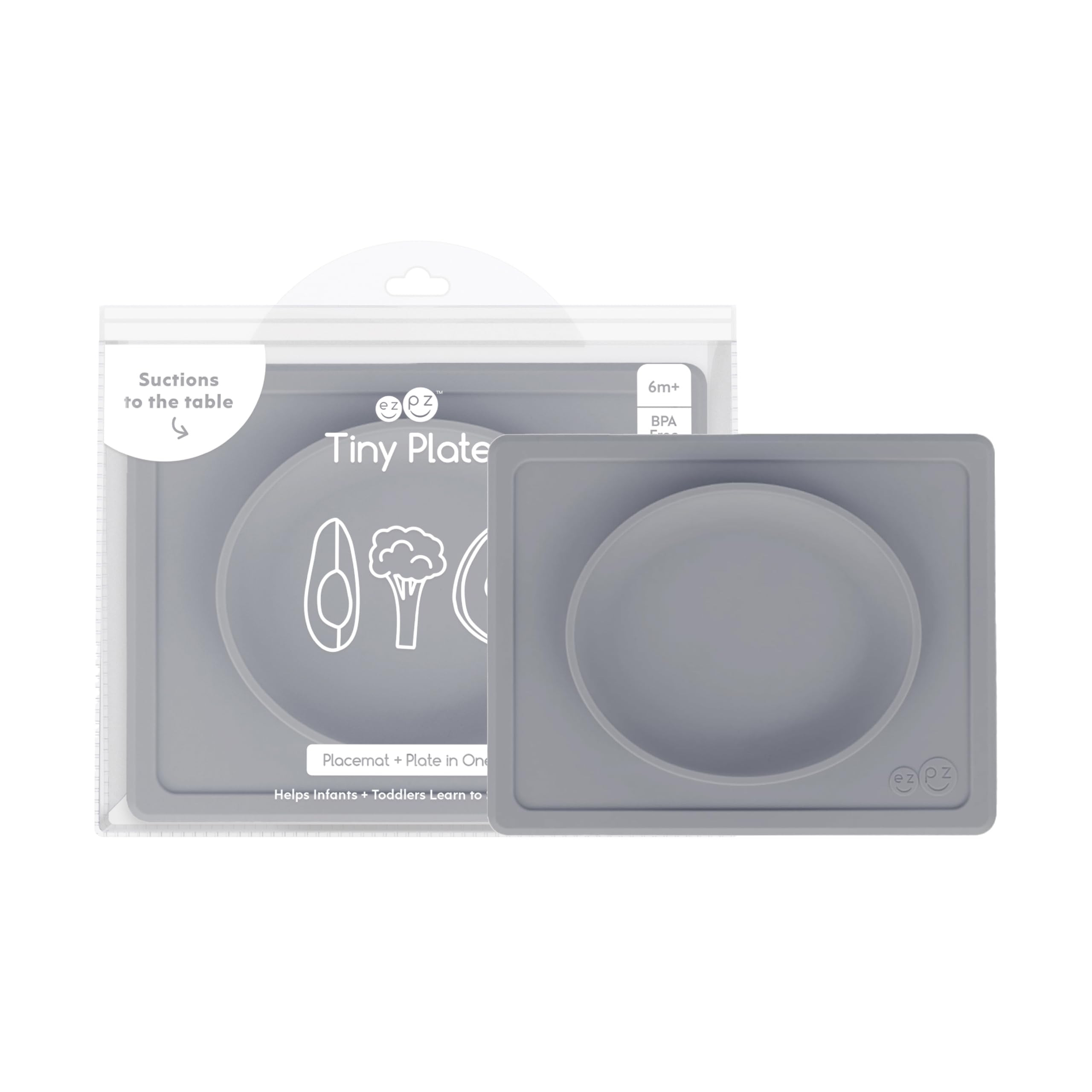 THOUGHTFULLY DESIGNED: The Tiny Plate is an all-in-one placemat + open plate that suctions to the... | Amazon (US)