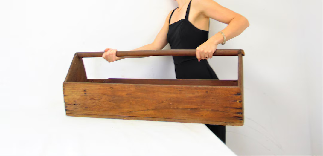 XL Antique Carpenter's Caddy Rustic Handmade Wood Box - Etsy | Etsy (US)