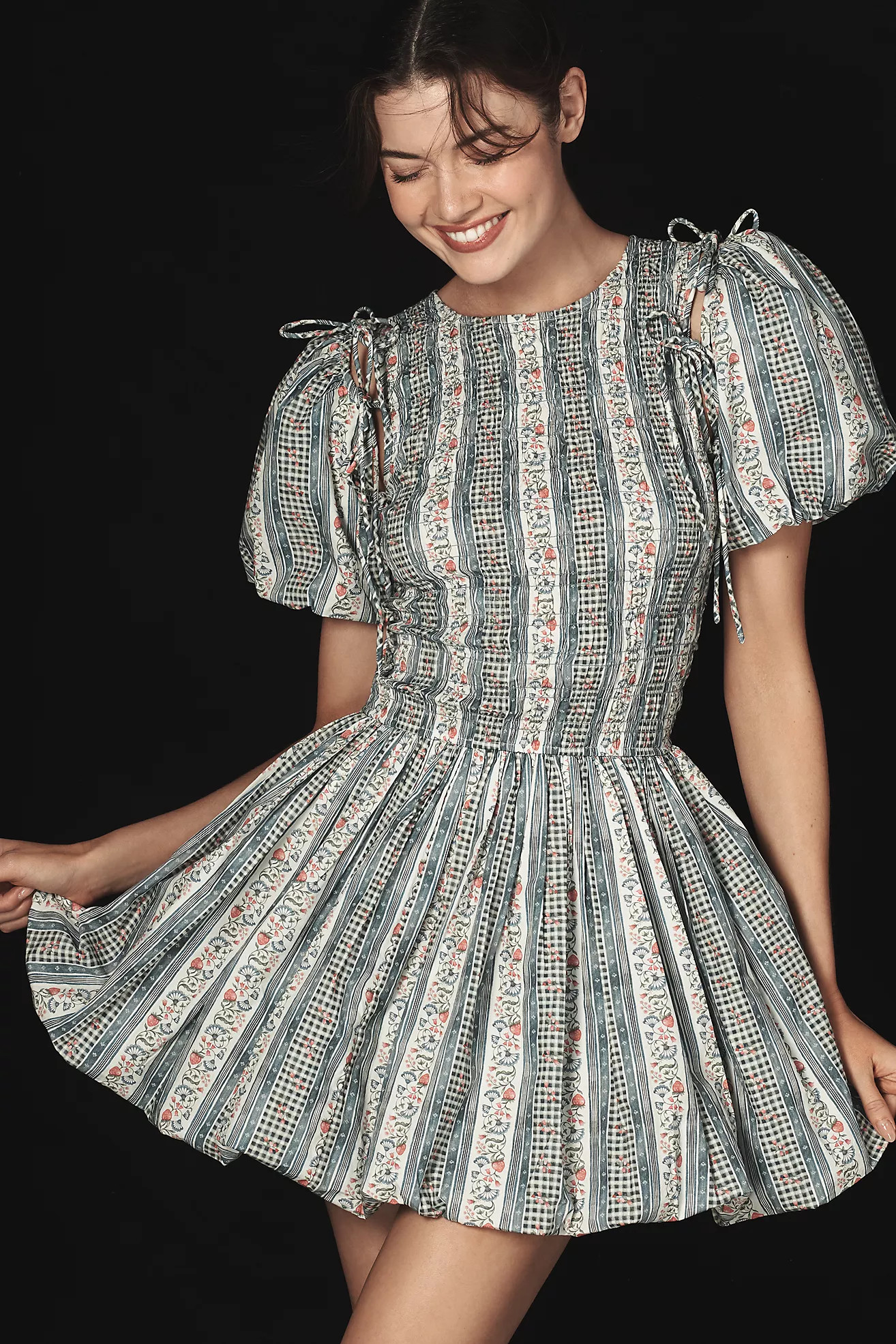 Damson Madder Becca Removable-Sleeve Bubble Mini Dress | Anthropologie (US)