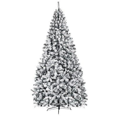 Costway 9ft Snow Flocked Hinged Artificial Christmas Tree Unlit Metal | Target