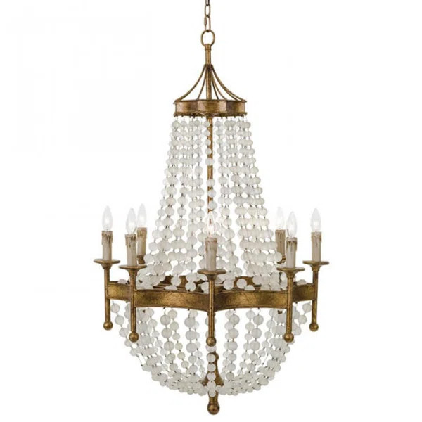 Wood Beaded Chandelier, 8-Light, Natural, 51.75"H (16-1008 504WY50) | Wayfair North America