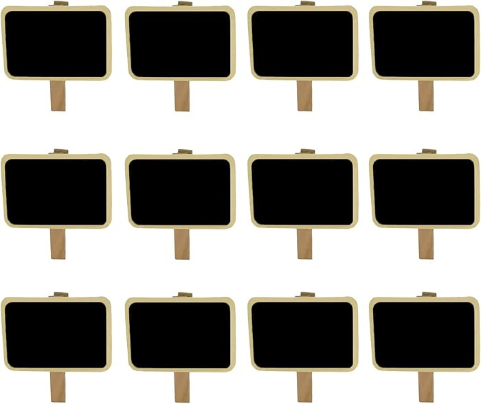 Miraclekoo 12 Mini Retangle Chalkboard Blackboard with Wooden Clip Message Board Signs and Labels... | Amazon (US)