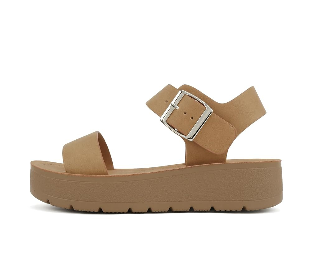 Soda Papaya ~ Women Open Toe Multi-Strap Flatform Sandals | Amazon (US)
