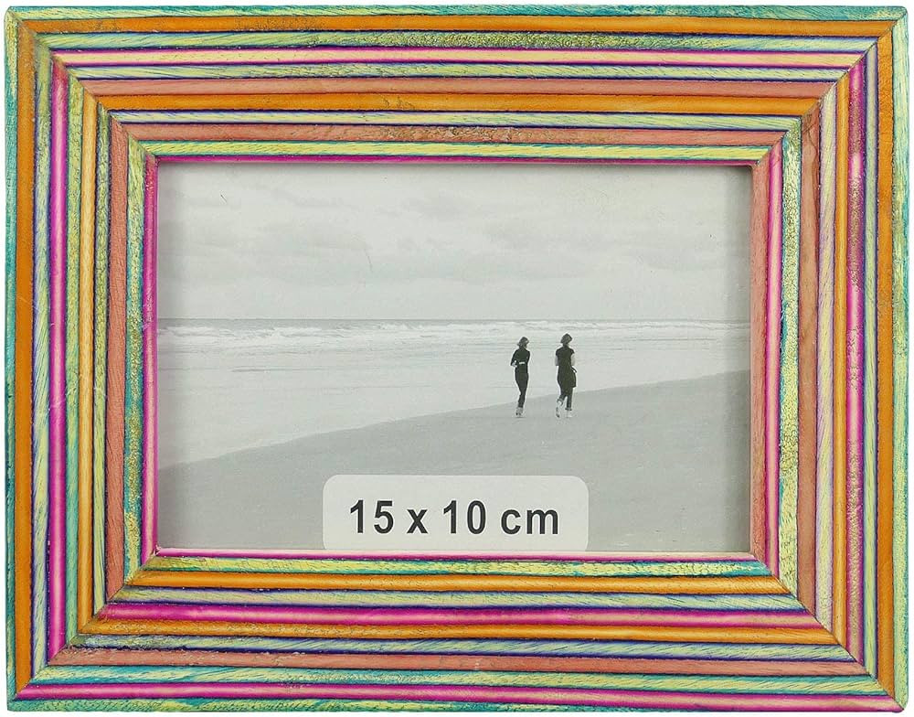 NIKKY HOME Wooden Photo Picture Frame 4x6 Boho Style Mango Wood for Tabletop Display, Colorful | Amazon (US)