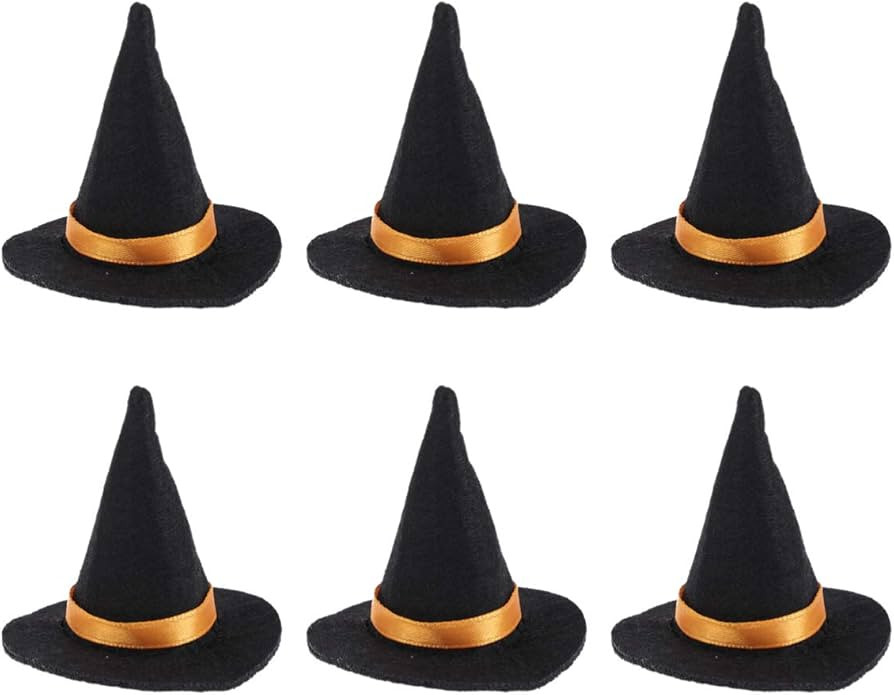 6pcs Mini Felt Witch Hats Handmade Wine Bottle Decor for Halloween Party Favors DIY Hair Accessor... | Amazon (US)