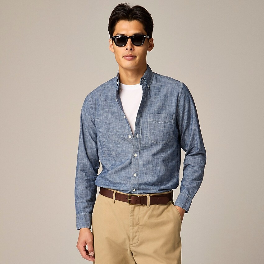 Organic cotton chambray shirt in one-year wash | J. Crew US
