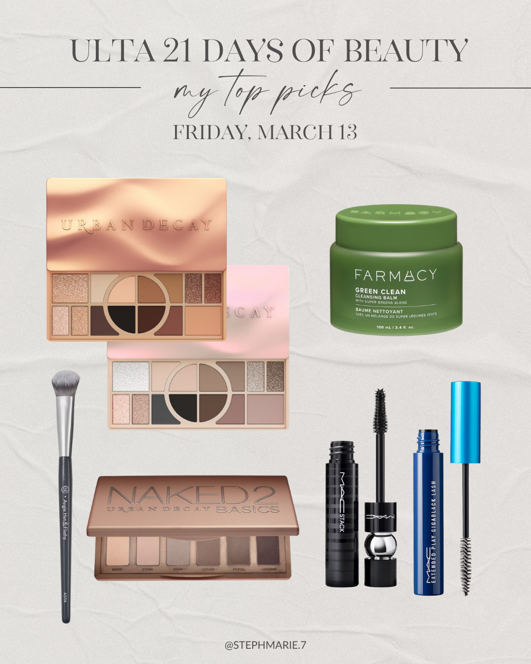 ULTA 21 DAYS OF BEAUTY ✨

Today's top picks include various Urban Decay palettes, a favorite BK Beauty brush, the Mac mascaras and primers you won't want to miss, and the cleansing balm that will get all of your makeup off!  

 #LTKOver40 #LTKSaleAlert #LTKBeauty