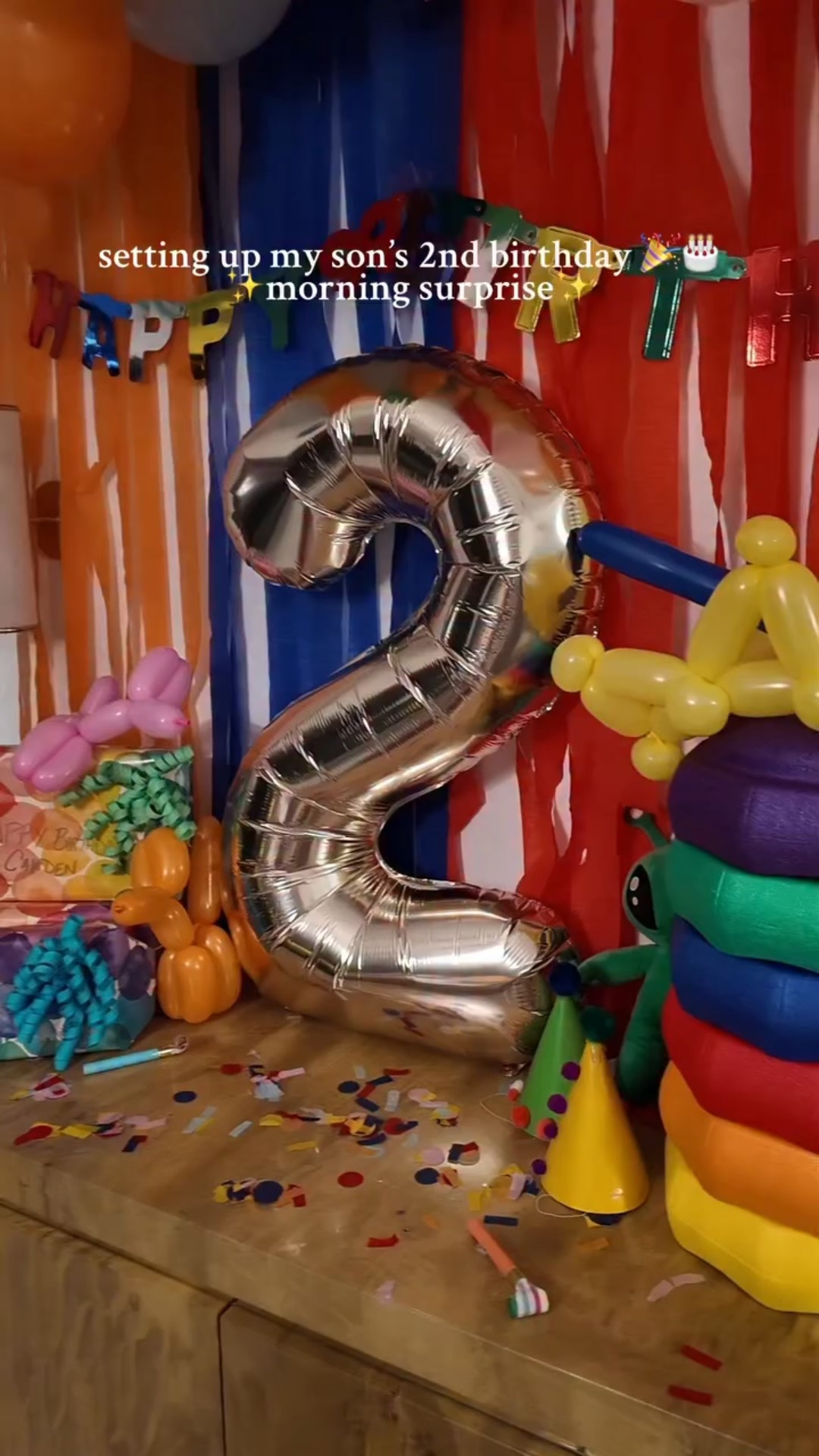 Can someone tell time to slow down? My baby is TWO today! Nothing makes me happier than making a little birthday magic for him. 🥹💙 #turningtwo #birthdaymagic #momlifemoments #twoyearsold #toddler

Supplies: @walmart