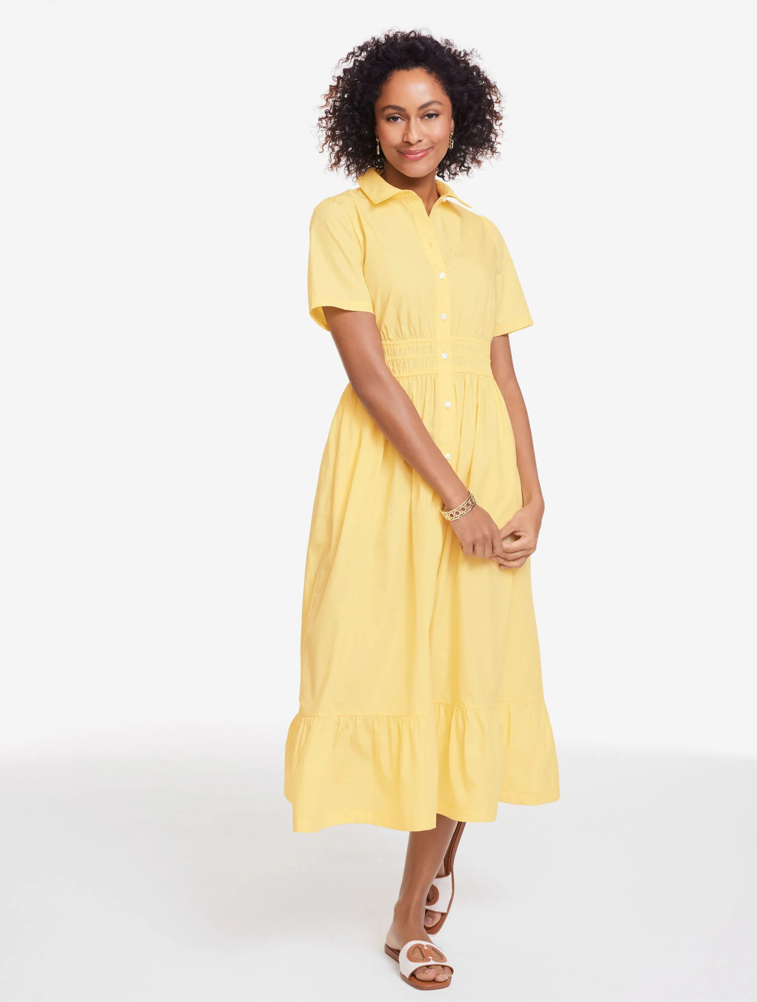 Poplin Flounce Shirtdress | Talbots