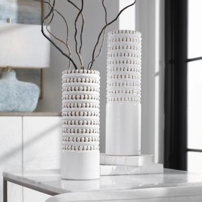 Uttermost Angelou White Vases (Set of 2), White | Ashley Homestore