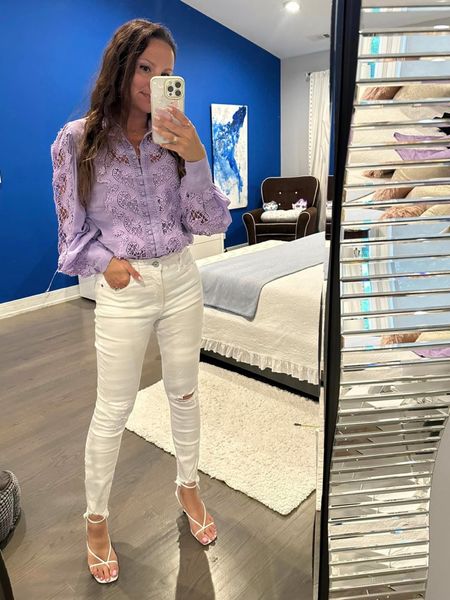 Feeling girly and flirty in a lace up and white jeans ♥️

#LTKSeasonal #LTKworkwear #LTKFind