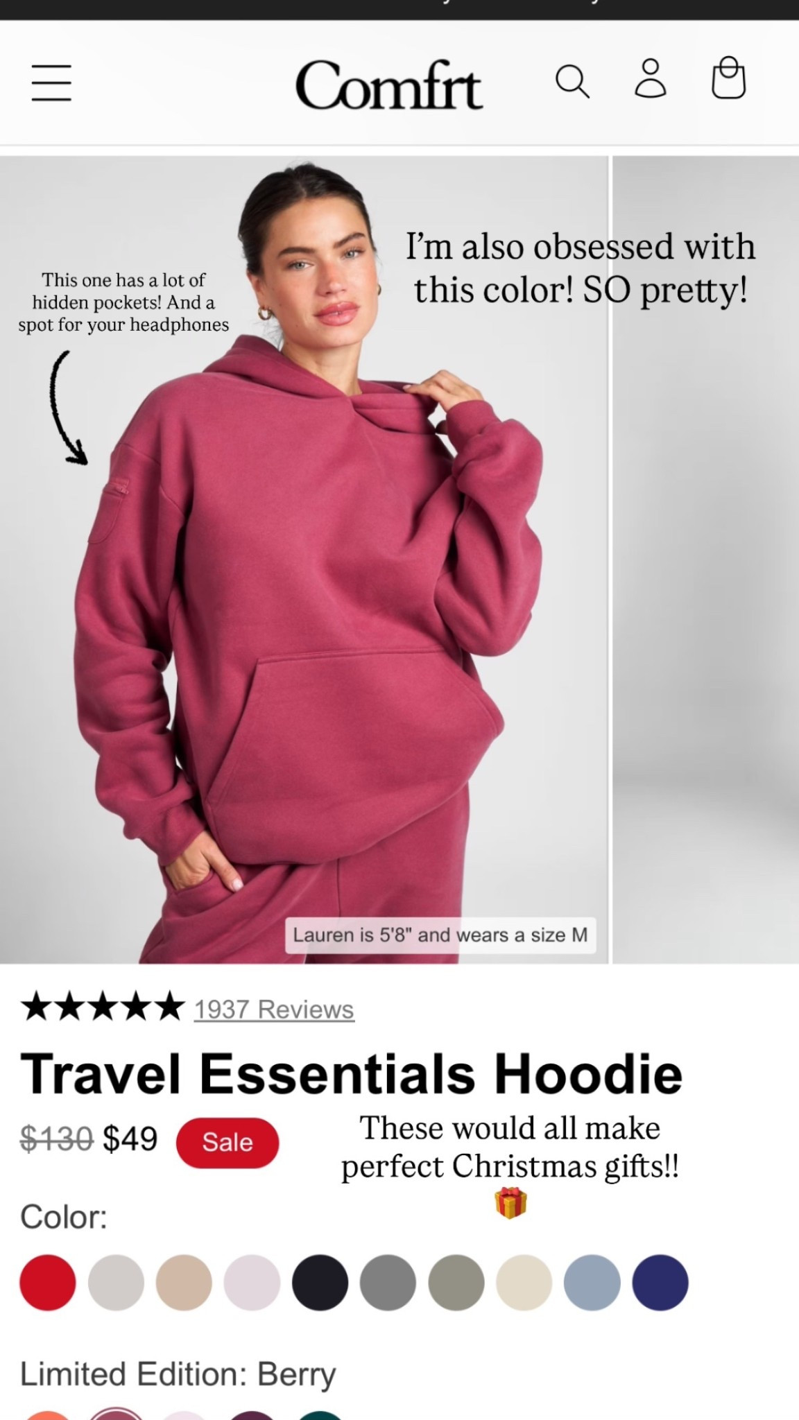 The Travel Essentials Hoodie!!
Hidden pockets + headphone spot?! Genius.
This Berry color is stunning and would make the best Christmas gift!

#TravelOutfit #ComfyHoodie #Comfrt #HolidayGifts #BlackFridayFinds

#LTKSaleAlert #LTKFindsUnder50 #LTKGiftGuide