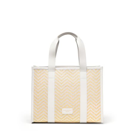 Henley Raffia Tote Bag
        Embroidered Natural Raffia & Smooth White | Aspinal of London